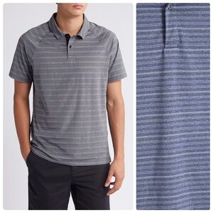 Z by Zella Men’s Striped Performance Court Polo Shirt M Blue
